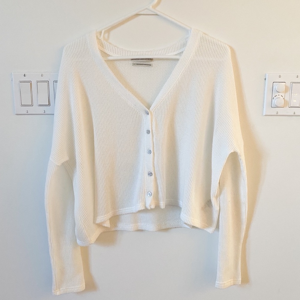White stretchy urban outfitters button up
